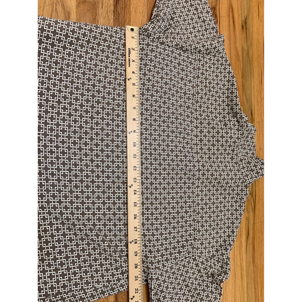 Abercrombie & Fitch Women's Brown Geometric Tile Print Button Up Shirt Blouse - Picture 7 of 9
